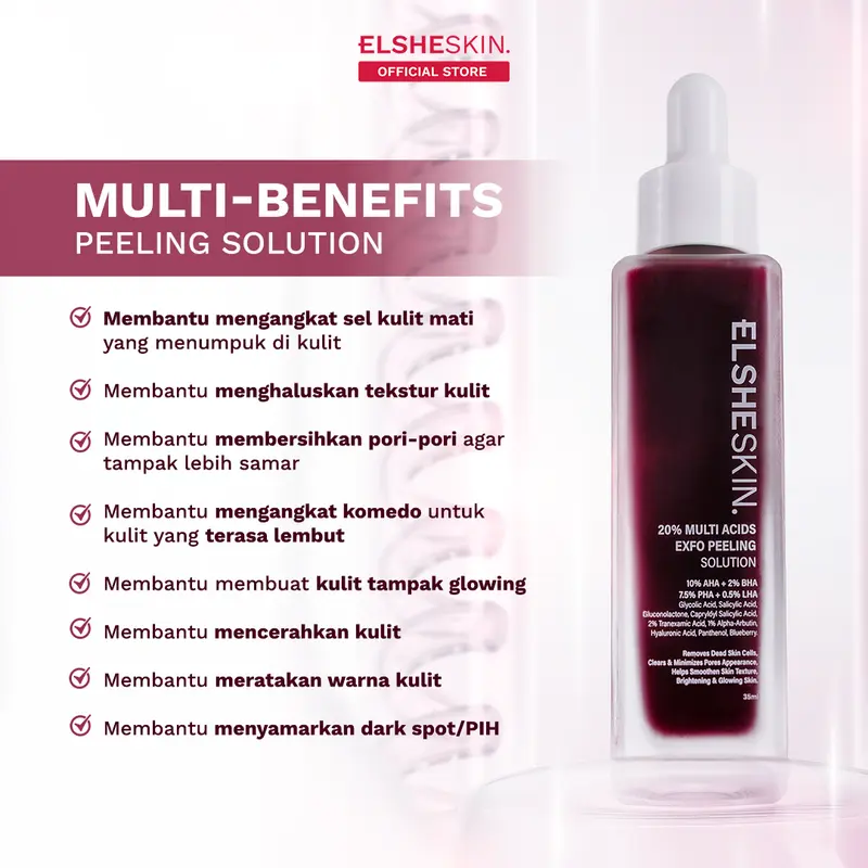 [NEW LAUNCH] Elsheskin Multi Acids Exfo Peeling Solution 35ml - Exfoliating Serum, Serum Eksfoliasi Wajah, Membantu Mengangkat Sel Kulit Mati, Brightening, Mencerahkan Kulit Kusam, Membersihkan Komedo, Pori, Menghaluskan Tekstur Kulit Essence Memutihkan 1