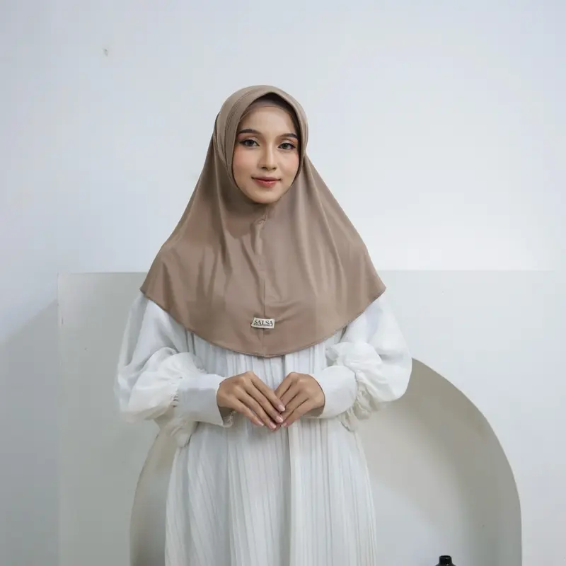 Bergo Hamidah Size M Jilbab Sekolah Pet Anti Tembem Cantik Lembut Nyaman Spandex Tebal Muslim Kerudung Instan High 2