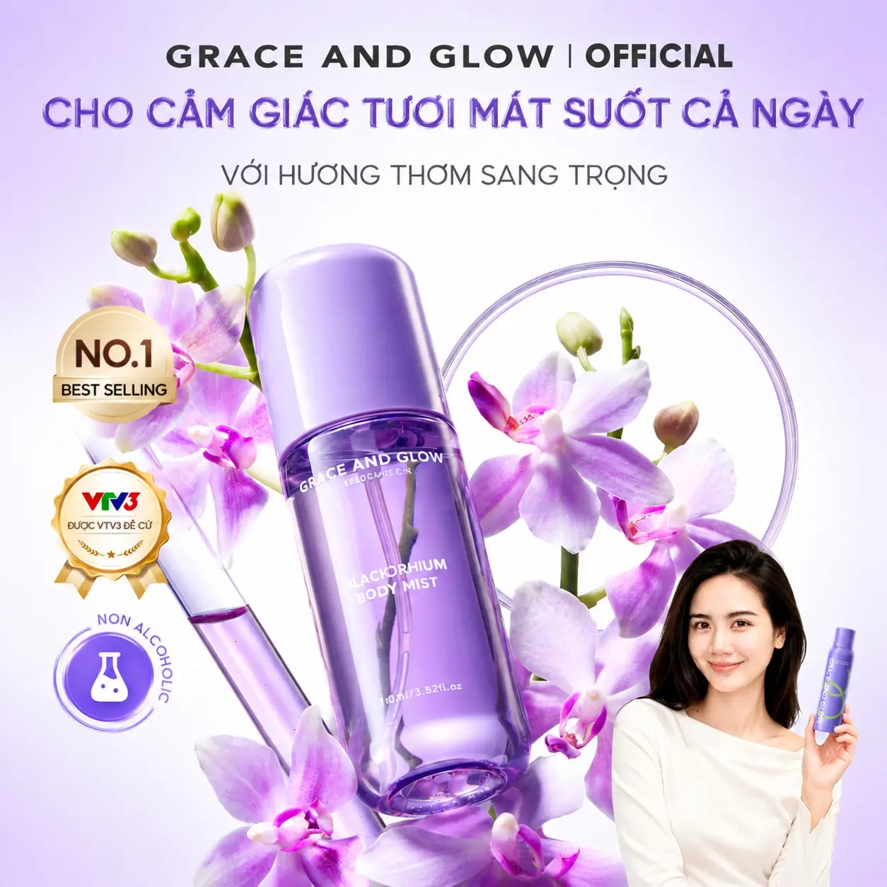 Xịt thơm Body Mist hương Black Opium Grace and Glow Body Mist 100ml lưu hương thơm mát