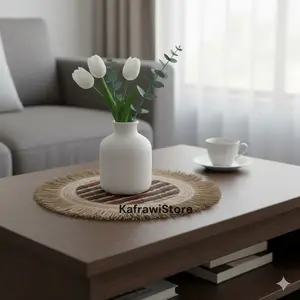 Alas vas bunga motif diameter 30cm random tali rami goni aestetic