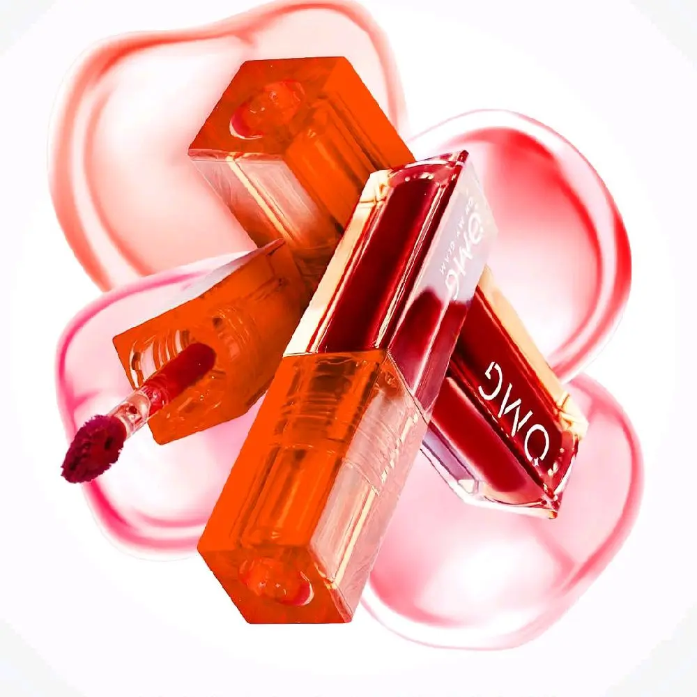 OMG Glassy Lip Tint 2g- Liptint Warna Intense Taham 12 Jam,skincare Infused Lipstick Gloss Bibir Acid Berry Orange Burgundy