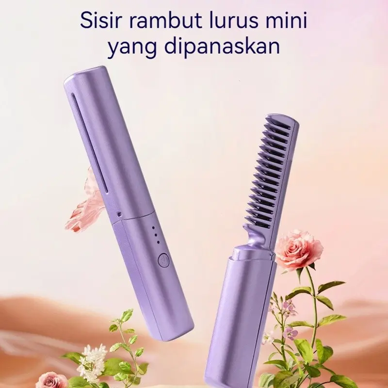 Sisir Rambut Anti Kusut 2 in 1 Pelurus Rambut Elektrik Isi Ulang Mobile Heat Comb 1