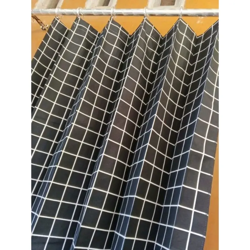 tirai Gorden Plisket Katun Polymicro Terbaru Motif Kotak-Kotak dengan Dekorasi Menarik Dekorasi Pintu Jendela Biru minimalis murah kawat white hordeng plimickro Curtain abu aesthetic 1
