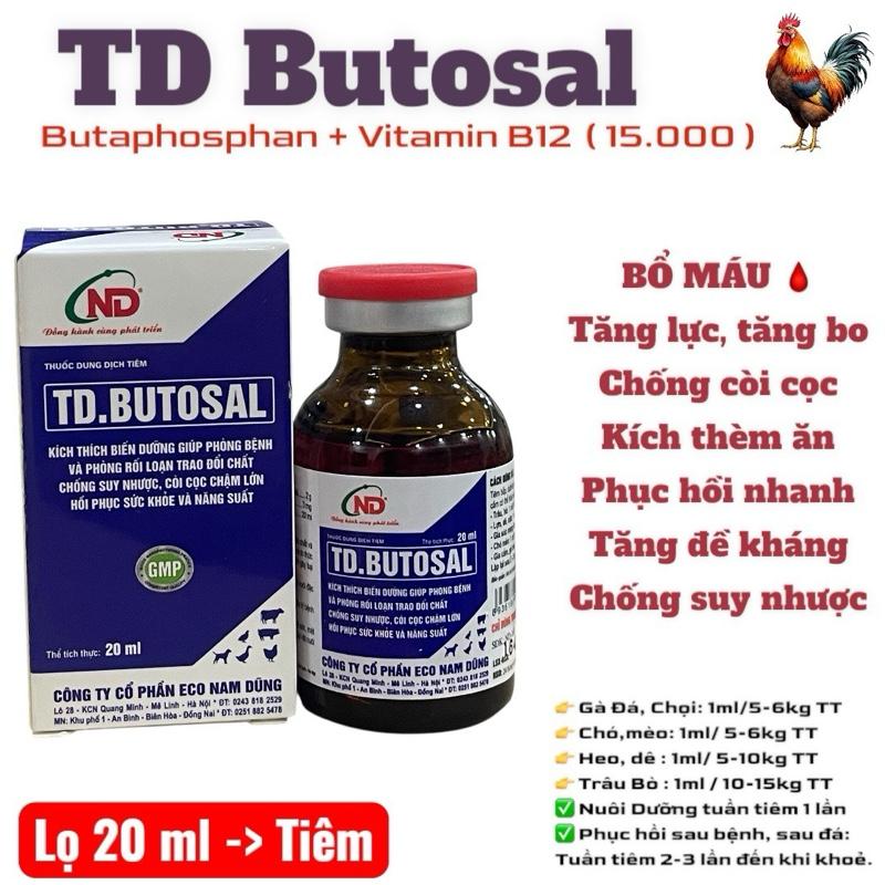  TD Butosal 20ml tiêm bổ máu chống còi cọc suy nhược tăng lực thèm ăn phục hồi nhanh cho gà đá gà chọi heo trâu bò 