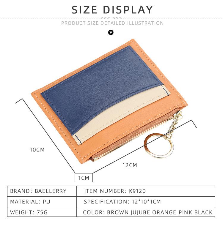Product Introduction of Baellerry Womens Korean Style Patchwork PU Zippered Key Holder Multiple Card Slots Compact Wallet 0