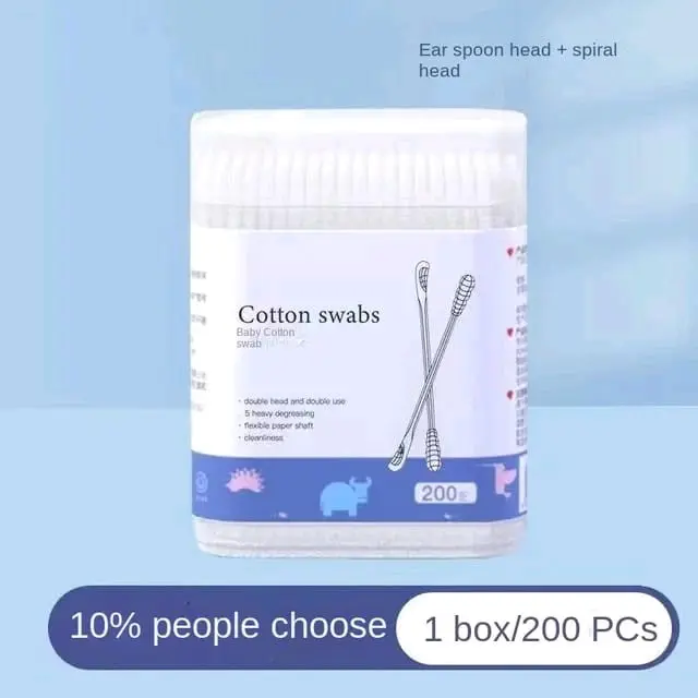 Pembersih Telinga / Kuping Baby Cotton Cotton Bud Spiral / Cotton Bud Sendok Isi 200 pembersih telinga bayi