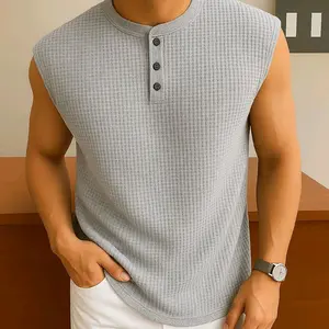 Kaos Kancing Pria Tanpa Lengan, Polos, Adem & Stylish