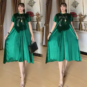 Midi Dress Full Bludru Variasi Permata Viral Casual