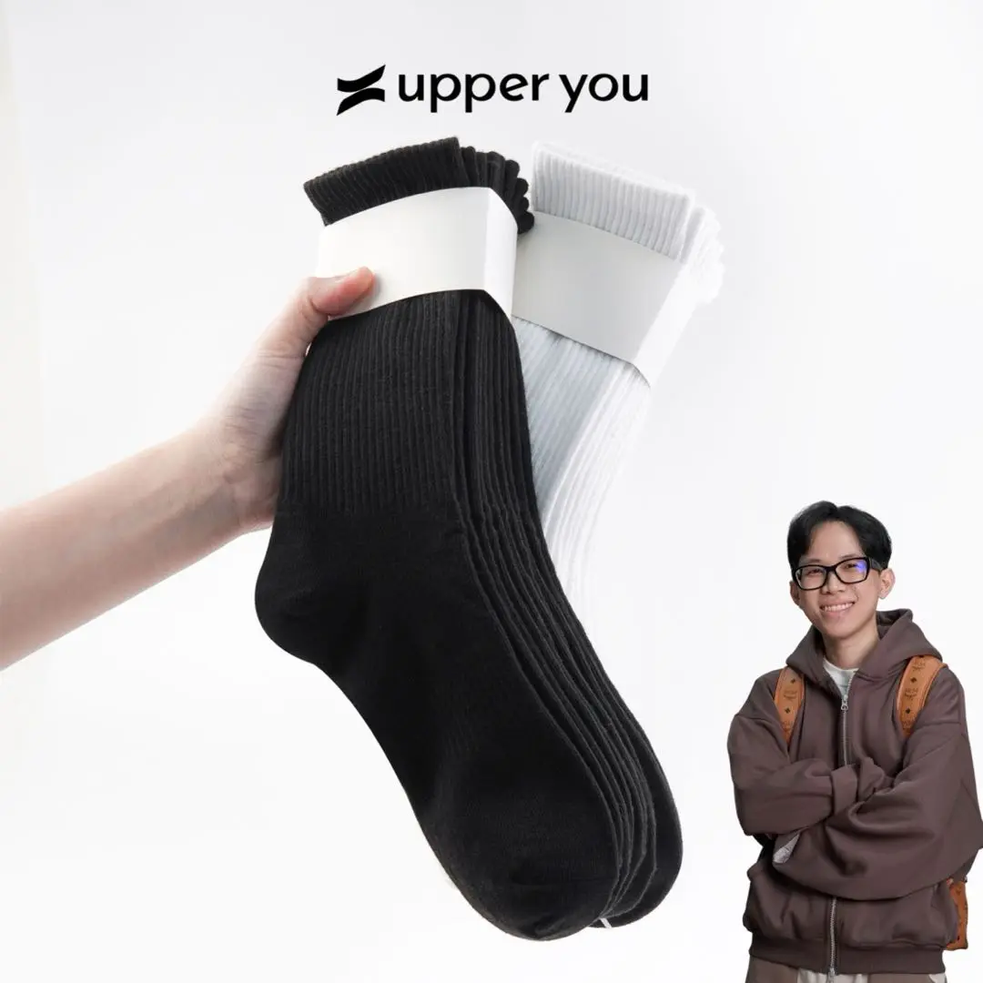 [LINH ÂN] Tất Vớ Nam Nữ Cổ Cao Trơn UPPERYOU Êm Ái Dày Dặn Thấm Hút Tốt – VSF4001/VSF3001/BSF2005