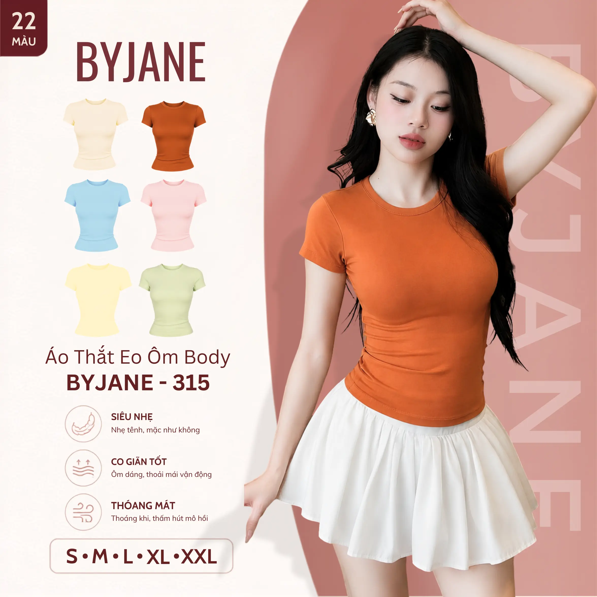 [ MÀU MỚI ] Áo Thắt Eo Ôm Body BYJANE Chất Thun Mịn Co Dãn 4 Chiều Women S M L XL XXL - 315