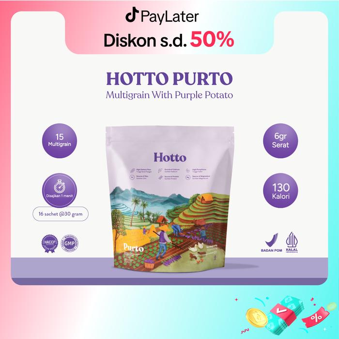 Gambar HOTTO PURTO 1 POUCH 16 SACHET | Superfood Multigrain Purple Potato Oat dari HOTTO Kota Administrasi Jakarta Barat Tokopedia