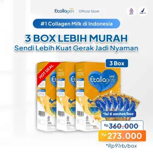 Etallagen 3 BOX Collagen Milk Susu Kesehatan Sendi Kulit BPOM Mengencangkan & Mencerahkan 100% Original Rendah Gula 150gr Mengatasi Nyeri Tulang & Sendi