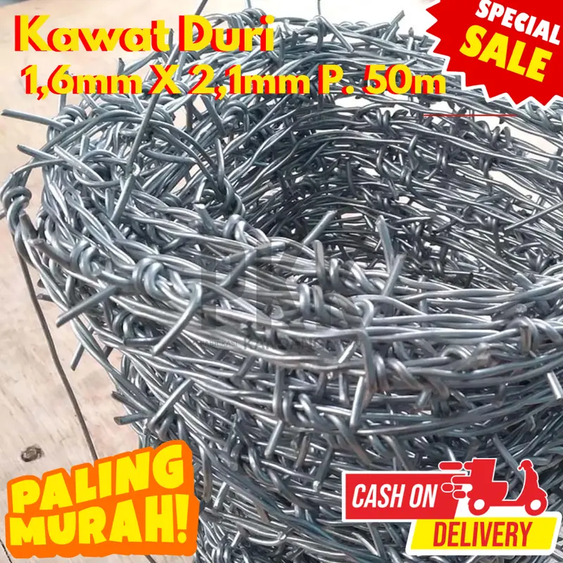 Kawat Duri 1,6mm X 2,1mm P. 50m Galvanis Anti Karat 7