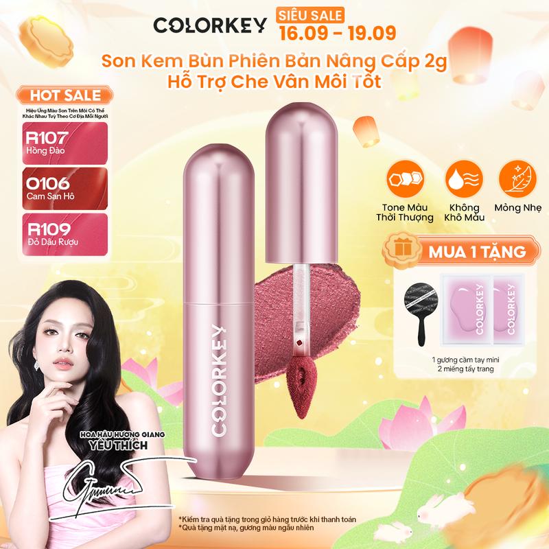 Son Kem Bùn COLORKEY Lip Mud Mousse Matte Chất Son Mềm Mịn, Che Vân Môi Tốt, Hỗ