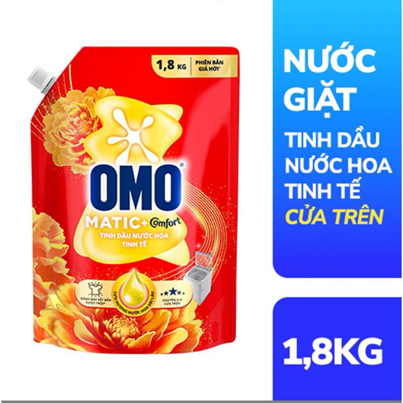 OMO Matic+Comfort Nước Giặt Tinh Dầu Nước Hoa Tinh Tế 1,8KG Cho Cửa Trên