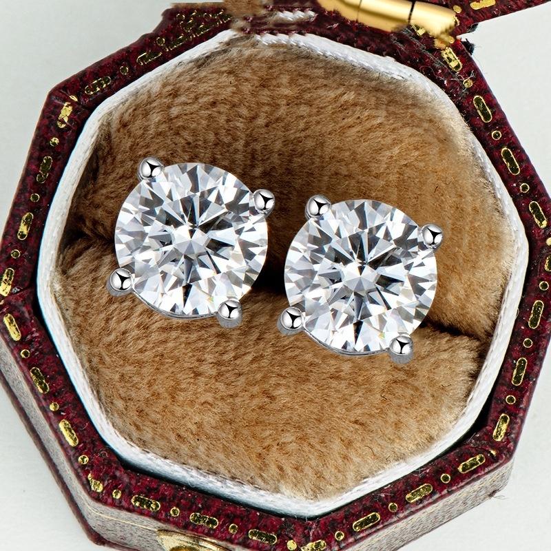 Bông Tai Đinh tán Moissanite, LLXYW, Dành Cho Phụ Nữ Và Nam Giới, Bạc Sterling 925, Kích Thước 0.1 / 0.2 / 0.3.0.5 / 1 / 2 / 3CT, Bông Tai Phòng Thí Nghiệm, Đồ Trang Sức Sang Trọng 9