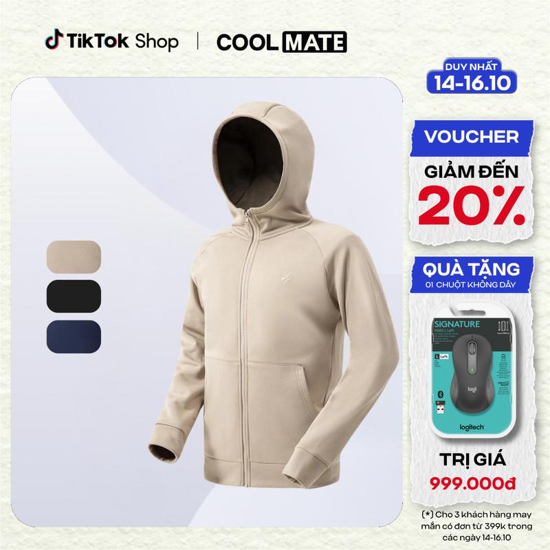 [Outlet Không đổi trả] Áo khoác thể thao Fleece Track Jacket Premium có mũ - Coolmate