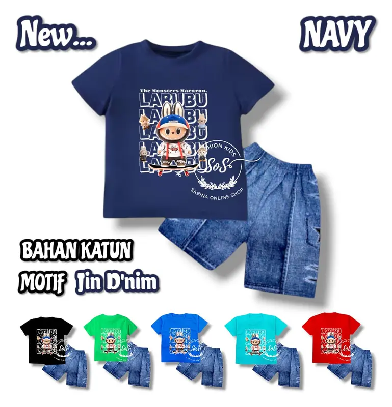 Setelan Baju Kaos motif gambar boneka LABU / bubu the monster viral Terbaru Untuk Usia 1-10 Tahun - Katun, Parsel Katun Parsel Sarung Bayi Cowok Laki-Laki 2