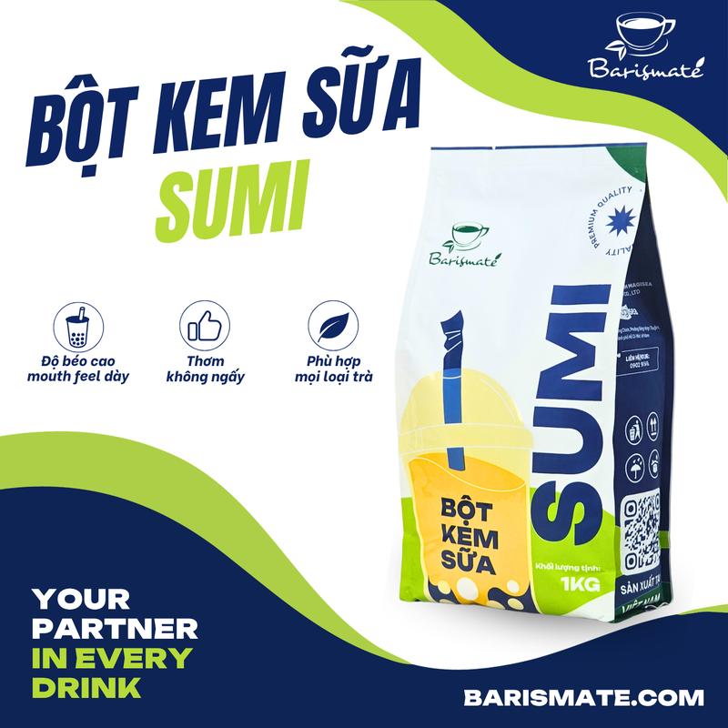 Bột Kem Sữa Sumi 1KG (Bột kem béo pha trà sữa, thơm, béo cao, tôn vị trà, tiết kiệm)