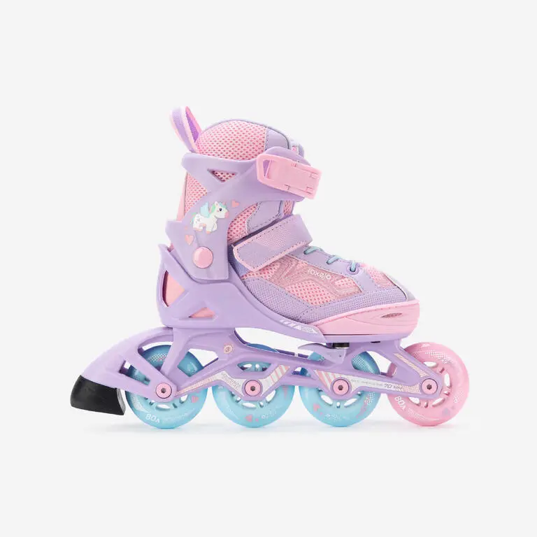 Decathlon OXELO Sepatu Roda Inline Skate Anak Fit3 Ungu Muda Unicorn - 8640568