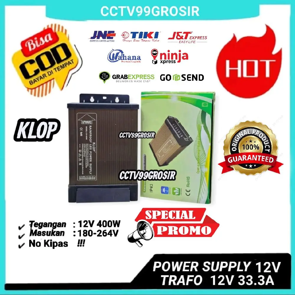 CCTV99GROSIR Power Supply Switching Trafo Outdoor DC12V 33.3A 400W IP43 Rainproof Korea Quality untuk Billboard Reklame Neon Box LED Module