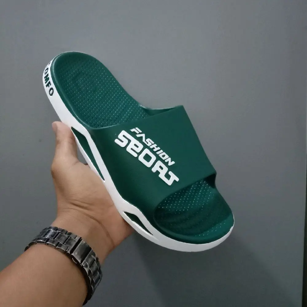 sandal slip on pria Seven Star 2137 sandal dewasa sandal karet slip on Karet Hitam Shoes