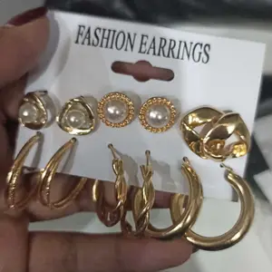 Set Anting 6pcs Gaya Korea - Anting Kotak Geometris dengan Mutiara Imitasi, Desain Retro dan Elegan, Cocok untuk Gaya Klasik atau Modern