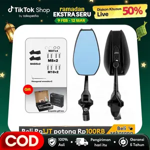 Spion Motor Cermin Biru dan Putih Anti Silau/ Spion Spion Variasi Universal Semua Motor Spion Lipat/Dapat Diputar 360 Derajat/Kemasan Motorcycle