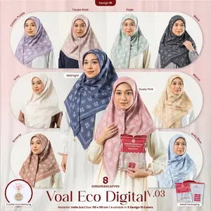 UMAMA SCARF HIJAB SEGIEMPAT Kerudung VOAL ECO DIGITAL MOTIF UKURAN 110X110 CM Jilbab  Muslim Nyaman