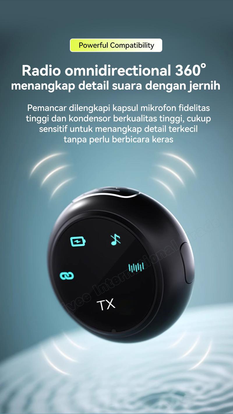 Mikrofon Nirkabel UR37, mikrofon lavalier nirkabel dengan wadah pengisi daya, kompatibel dengan ponsel, tablet, dan komputer.