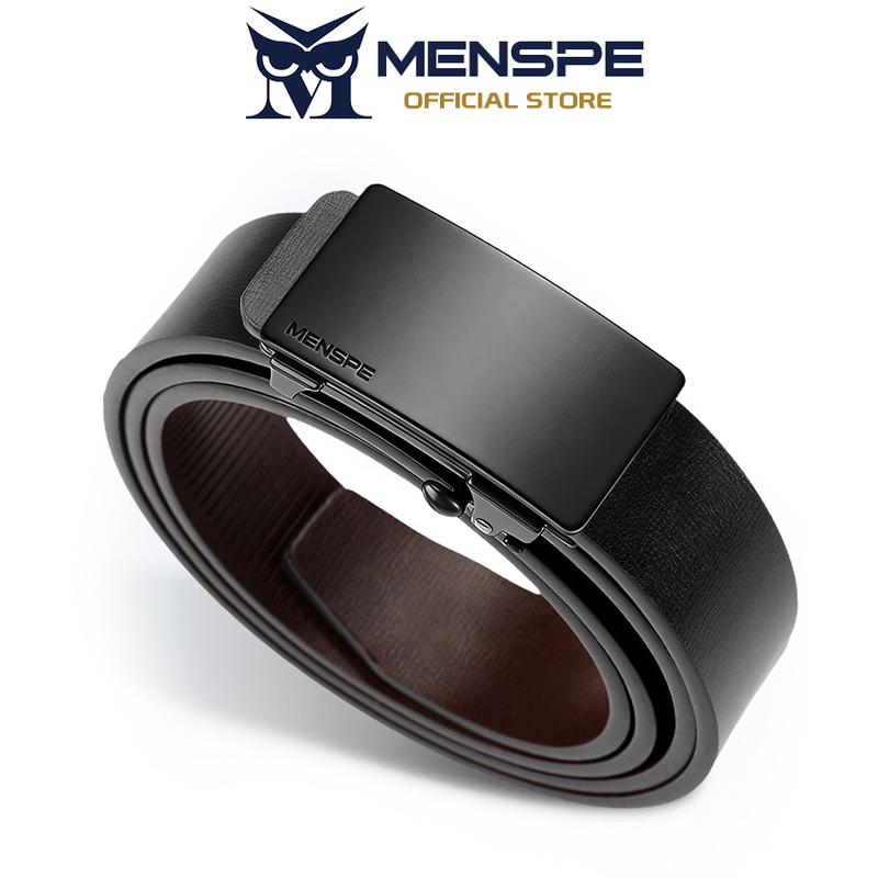MENSPE Thắt lưng nam bằng da bò thật, khóa tự động; thắt lưng da cho nam; không thấm khí; phù hợp phong cách thường ngày và công sở; thắt lưng quần jeans dành cho nam