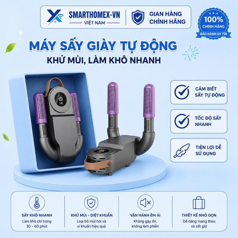Máy Sấy Giầy Khử Mùi Đa Năng Giày Tất Găng Tay Bằng Tia Cực Tím Loại Cao Cấp Nhiệt Toả Đều Không Gây Hư Hỏng Giày Smarthomex-VN