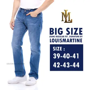 Louis Martine Celana Jeans Bigsize Regular Fit Signature by Louismartine Size 39-44 untuk Pria Denim Panjang Lembut Casual Nyaman
