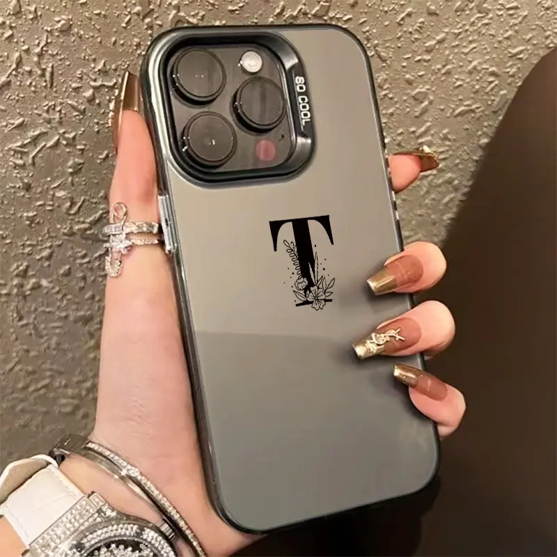 Vỏ điện thoại cho iPhone 7plus, 7, 12Pro, 11, 15promax, 13Pro, 13, 11Promax, 12, 14, 11Pro, 15, 14Promax, 15Pro, xr, chữ T đơn giản, vỏ bảo vệ chống sốc và chống vân tay Phụ Kiện Ốp