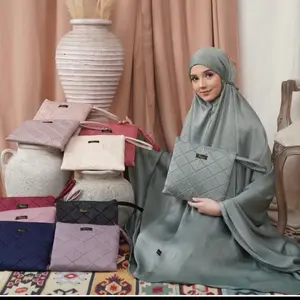 TERNYAMAN!! MUKENA SANTORINI POLOS PREMIUM EXTRA JUMBO 2in1 Mukenah Renda