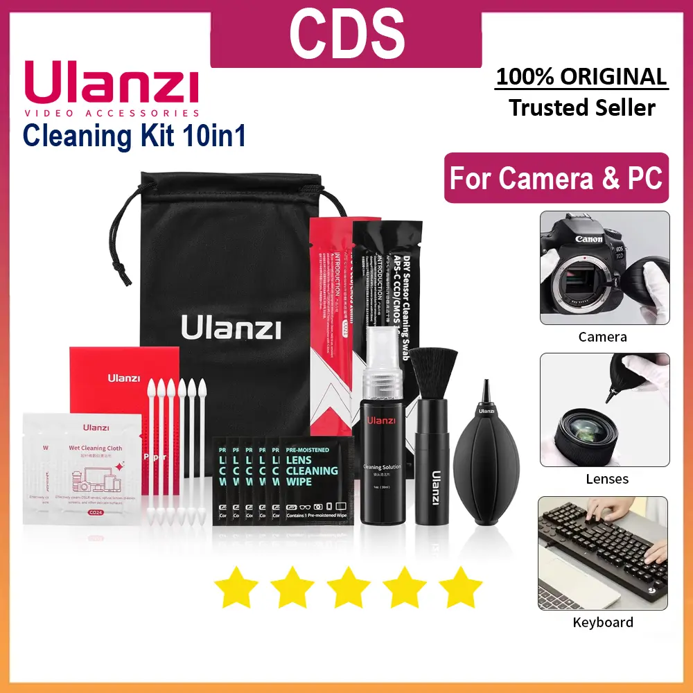 Ulanzi Cleaning Kit 10in1 C072 - Blower - CCD Swab - Microfiber Cloth - Tissue Lensa - LCD Cleaner - Pembersih kamera & lensa Premium Quality