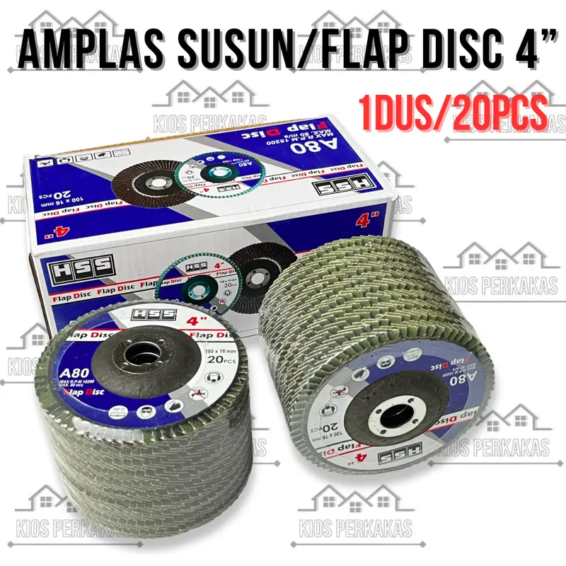 Amplas Susun Sirip / Flap Disc HSS 4" - Mata Amplas Susun - Amplas Tumpuk Greinda Flap Disk 4 iNCH Grit 40 60 80 100 120 150 180 240 320 400 0