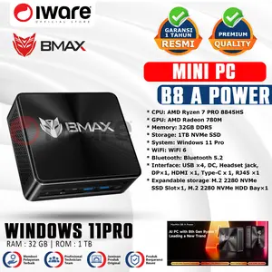 Iware Bmax Mini PC Windows 11Pro Amd Ryzen 7 B8A POWER Gen 8 Bluetooth Wifi Ram 32Gb | Rom 1TB Nvme