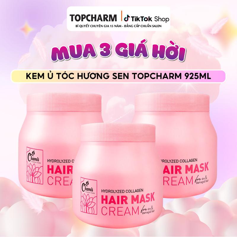 TOPCHARM Kem ủ tóc Collagen phục hồi tóc hư tổn giúp tóc bóng mượt hương nước hoa dịu nhẹ lưu hương 24h x10 collagen Chamis 925ml Chăm Sóc Tóc Nữ Women Dưỡng Tóc
