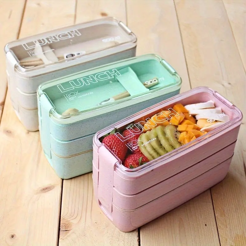 3-Tier Stackable Bento Box with Cutlery Set - Leak-Proof ABS Lunch Container for School, Office & Picnics, Fruit Compartment Included, Durable & Portable Christmas Gift lunch  box