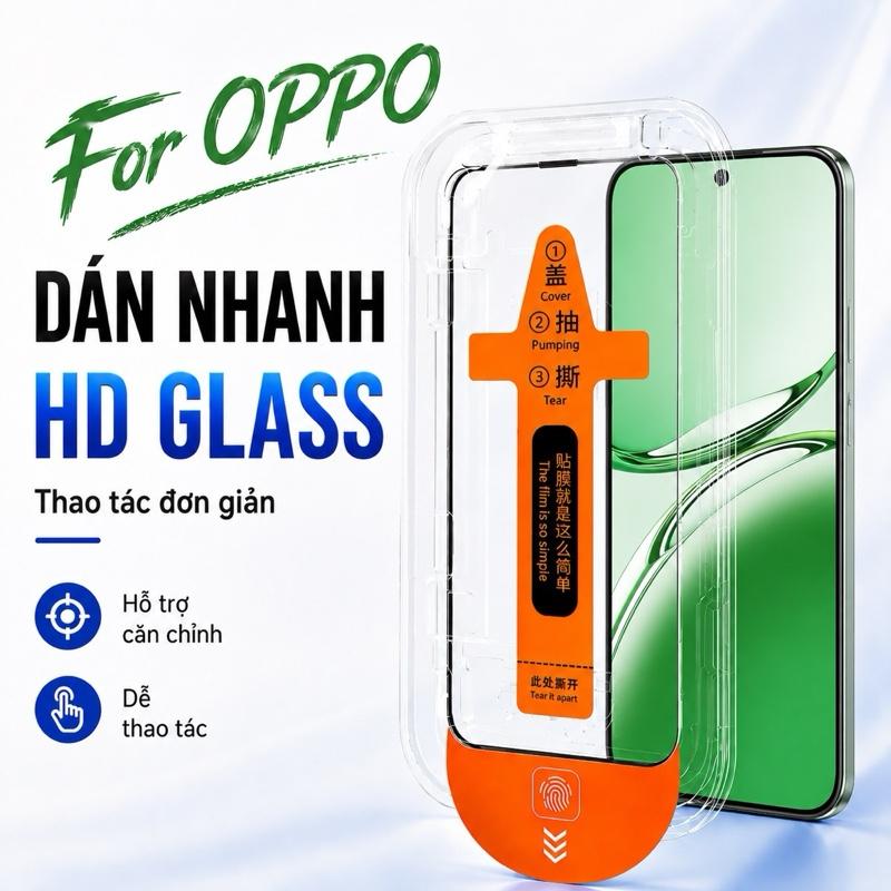 Kính Cường Lực HD Trong Suốt Hỗ Trợ Vân Tay Màn Hình Phẳng Dán Dễ Với Khung Định Vị Cho OPPO A3 A5 A9 A11x A12 A15 A16 A17 A31 A35 A36 A55 A56s A57 A58 A76 A77 A78 A91 A95 A96 A97 A98 Dòng Reno