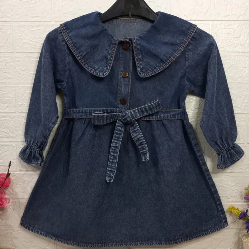 DRESS JEANS VINNA UNTUK ANAK USIA 1-6 TAHUN Lengan Blue Perempuan 2