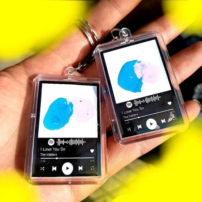 GANCI SPOTIFY SIDIK JARI FREE CAT SIDIK JARI Keychain Akrilik Kunci Love Biru 5
