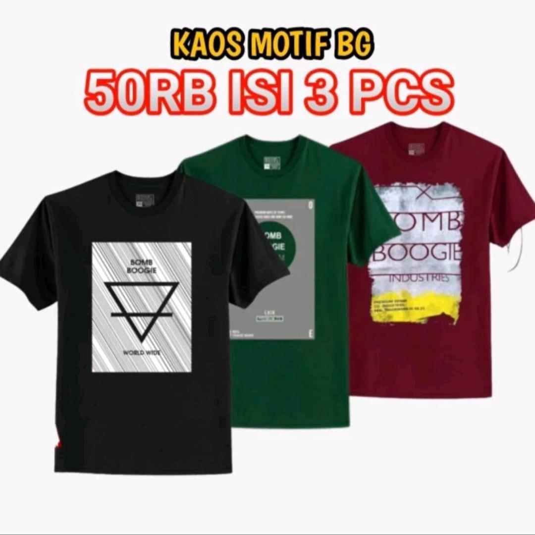 kaos murah 50 rb dapat 3 motif distro pria  Wanita Baju Printing Pendek Sablon Dewasa Lembut Keren Oblong Semi Lokal Digital