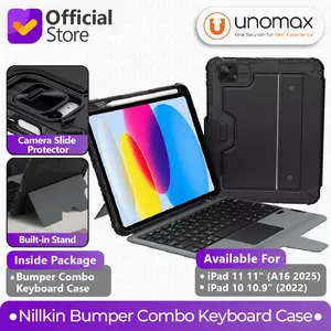 Keyboard Case Compatible With iPad 11 11" (A16 2025) / iPad 10 10.9" (2022) Nillkin Bumper Combo Flip Camera Cover Slide Stand Casing