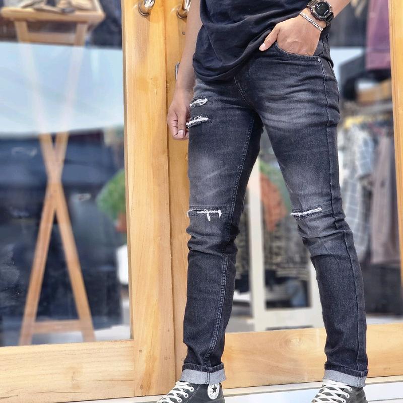 mydie-cekana jeans panjang pria sobek balck jas sobek/celana jeans pria slimfit Melar 5