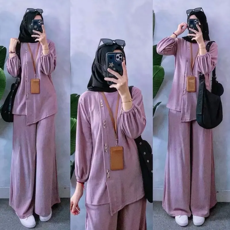 Setelan Wanita Lapina Set Celana Cutbray Cringkel Air Flow Jumbo Set | Setelan Wanita Celana Cutbray Cringkel Air Flow | COD 0