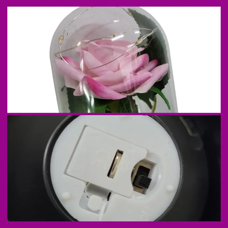 WUYUE Lampu Meja Hias LED Mawar Eternal Flower Dome Warm White - Pink 1