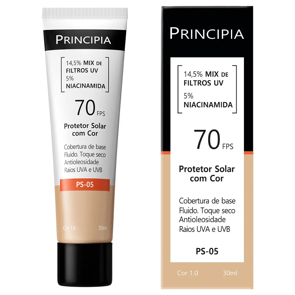 Imagem 4 de Protetor Solar Facial Principia Toque Seco Com Cor FPS 70 PS-05 | 30 ml