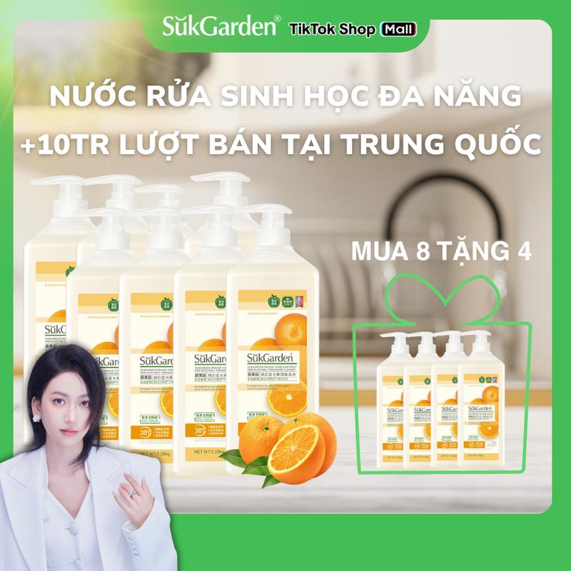 ZhuZhuxSukGarden MUA 8 TẶNG 4 CÙNG LOẠI Nước Rửa Sinh Học SukGarden 1,28kg Chiết Xuất Enzyme Thực Vật - Hỗ Trợ Rửa Chén Bát Rau Củ Quả